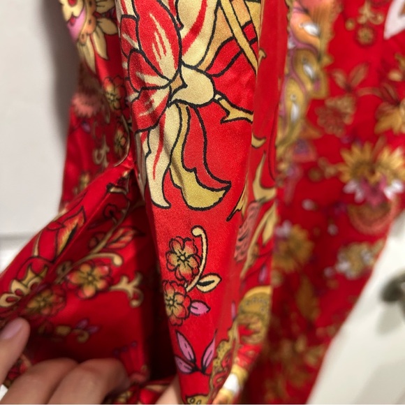 Natori Robe Long Floral Cherry Blossom Kimono Lingerie Pockets Artsy - Picture 9 of 11